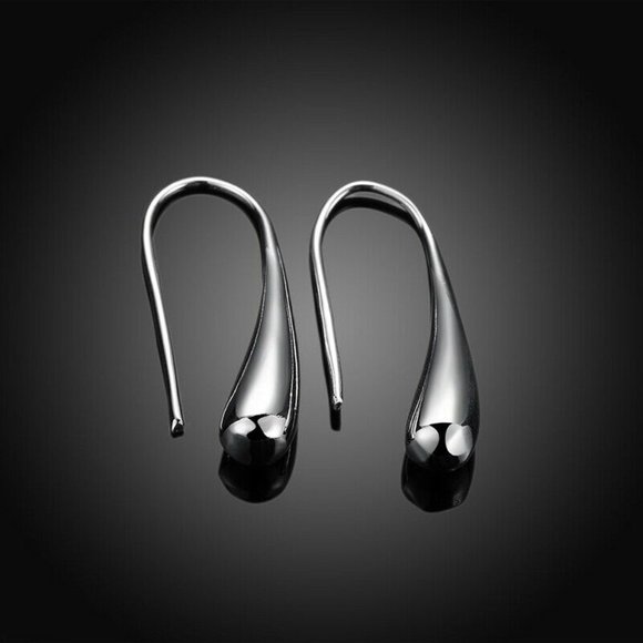 Simple Tear Drop Earrings 925 Silver - Picture 3 of 6
